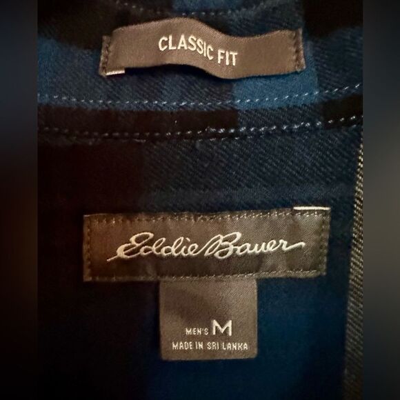 Eddie Bauer Men's Classic Fit Long Sleeve Blue Plaid Flannel Shirt. Size M - Picture 5 of 6